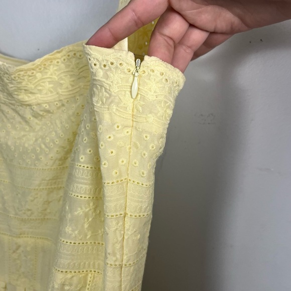 Antonio Melani Butter Yellow Eyelet detail sleeveless midi dress size 14 - Picture 2 of 7